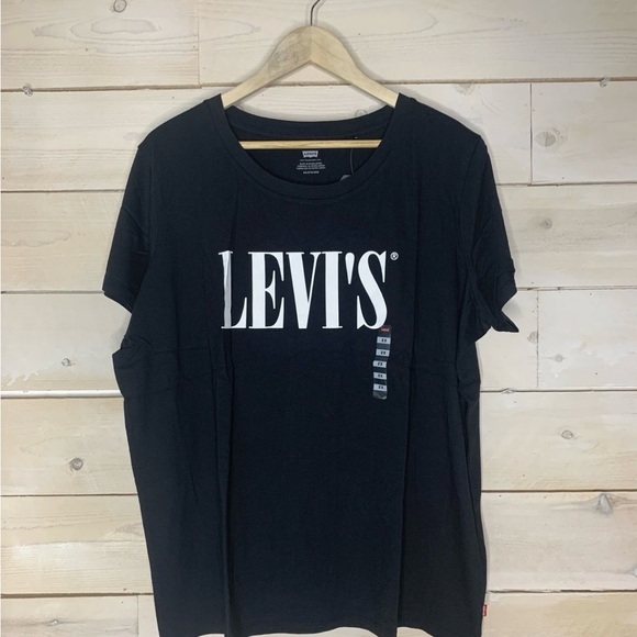 NWT Levi's Trendy Plus Size Cotton Perfect Logo T-Shirt Sz 2X Black - Picture 2 of 5